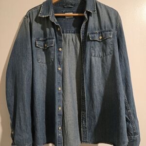 Marine Layer Blue Denim Casual Button Down Shirt